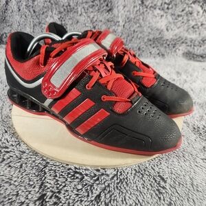 Adidas Adipower Black Red Silver Weightlifting Shoes Men's Size 10.5